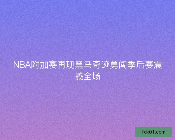 NBA附加赛再现黑马奇迹勇闯季后赛震撼全场