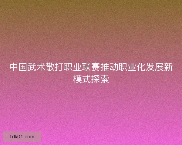 中国武术散打职业联赛推动职业化发展新模式探索